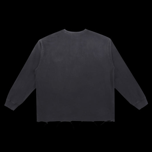 Snow Wash Raw Edge Cotton T-Shirt
