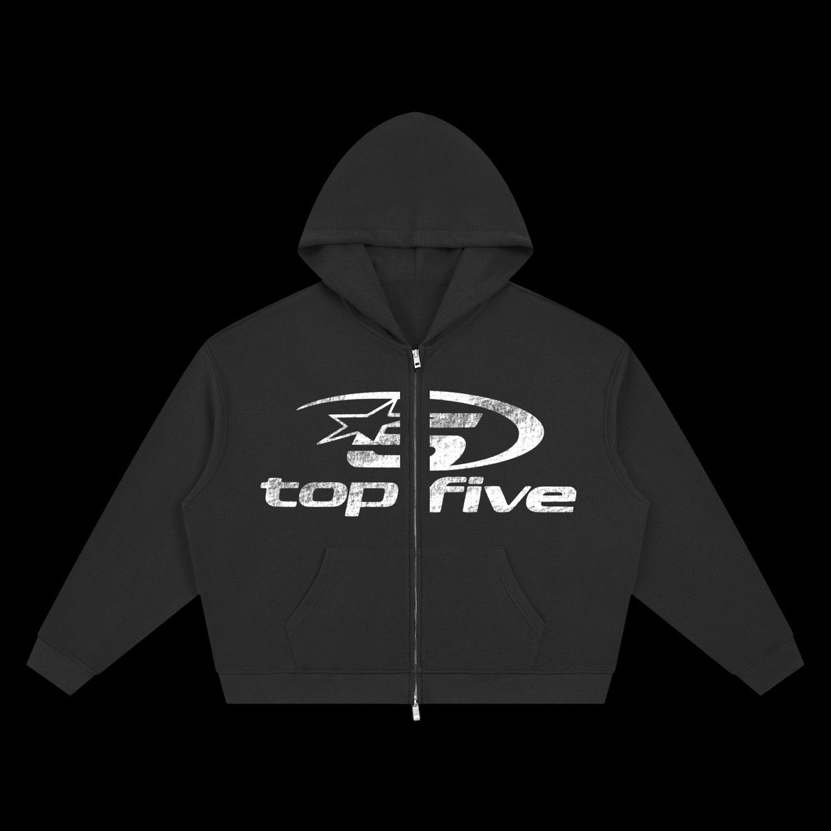 Unisex Waffle Boxy Full Zip Hoodie